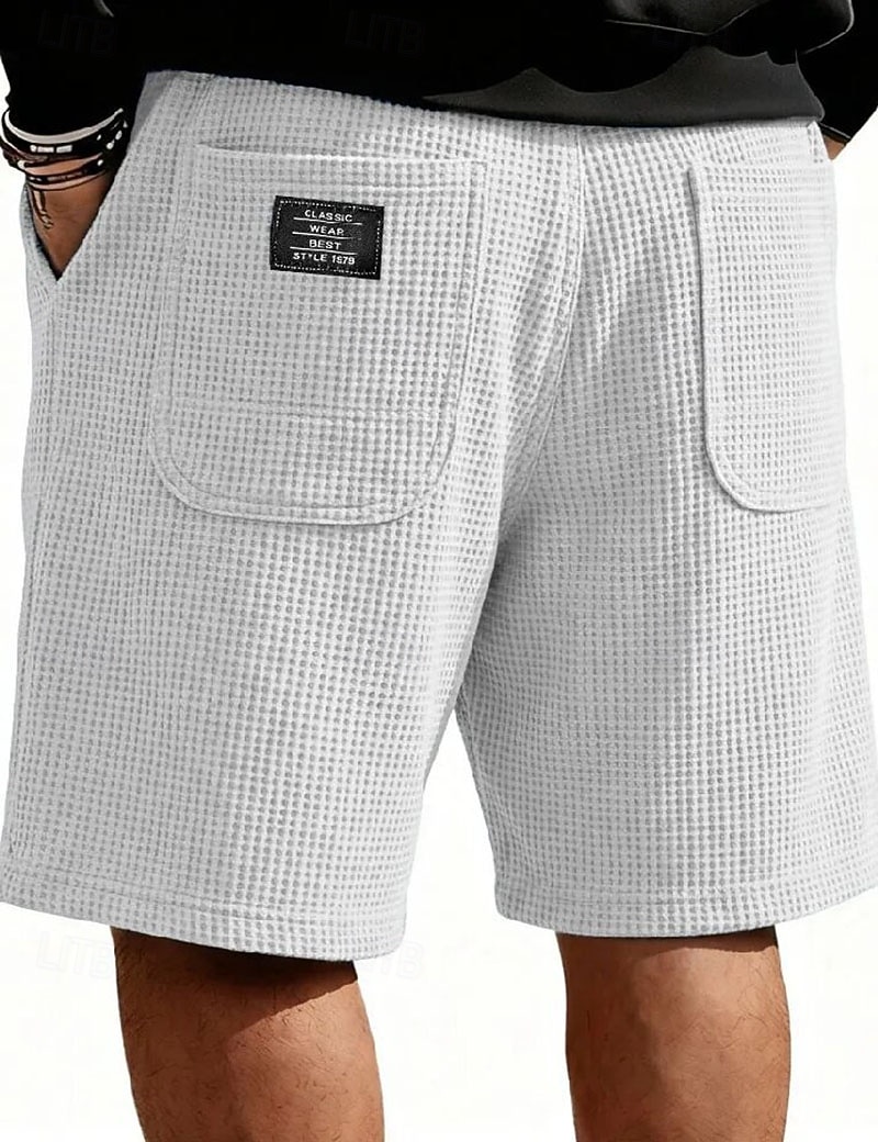 Homme Short gaufré Shorts Short décontracté Avec Poches Taille Élastique Uni À carreaux Confort Respirant Longueur Genou Occasionnel Extérieur Vacances Vacances Mode Noir Blanche Micro-Élastique de 2026 ? $25.99 –P7