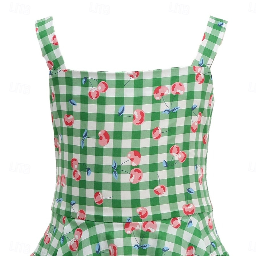 Lata 50. Retro / vintage Do kolan Sukienka Rockabilly Rozkloszowana sukienka Bez rękawów Strój na bal maskowy Dla dziewczynek Halloween Karnawał Bal maskowy Studniówka Wieczorna impreza Przyjęcie 2026 - $39.99 –P5