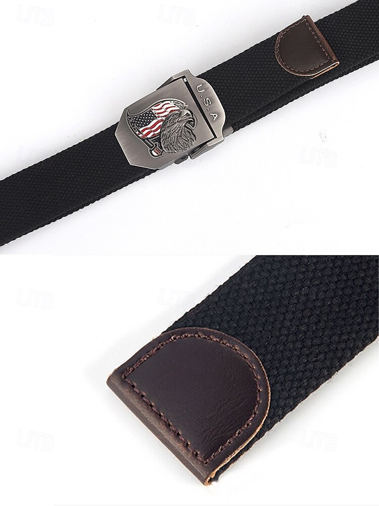 חגורת פוליאסטר מתכווננת לגברים עם אבזם דגל אמריקאי, חגורת מותן פטריוטית רב-צבעונית לאירועי יום השנה ה-250 לארה"ב, יום העצמאות, טיולים, חופשות ולבוש ספורטיבי קז'ואל 2026 - $11.99 –P9
