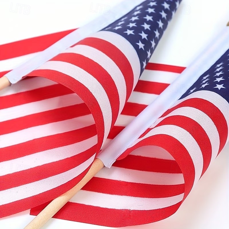 Patriotiske amerikanske miniflagg – 20/50 stk. 4x6-tommers amerikanske treflagg med premium trestenger og trygge gullspydtopper – 4. juli, uavhengighetsdagen, 250-årsjubileum, minnedagen, veterandagen 2026 - $15.99 –P6