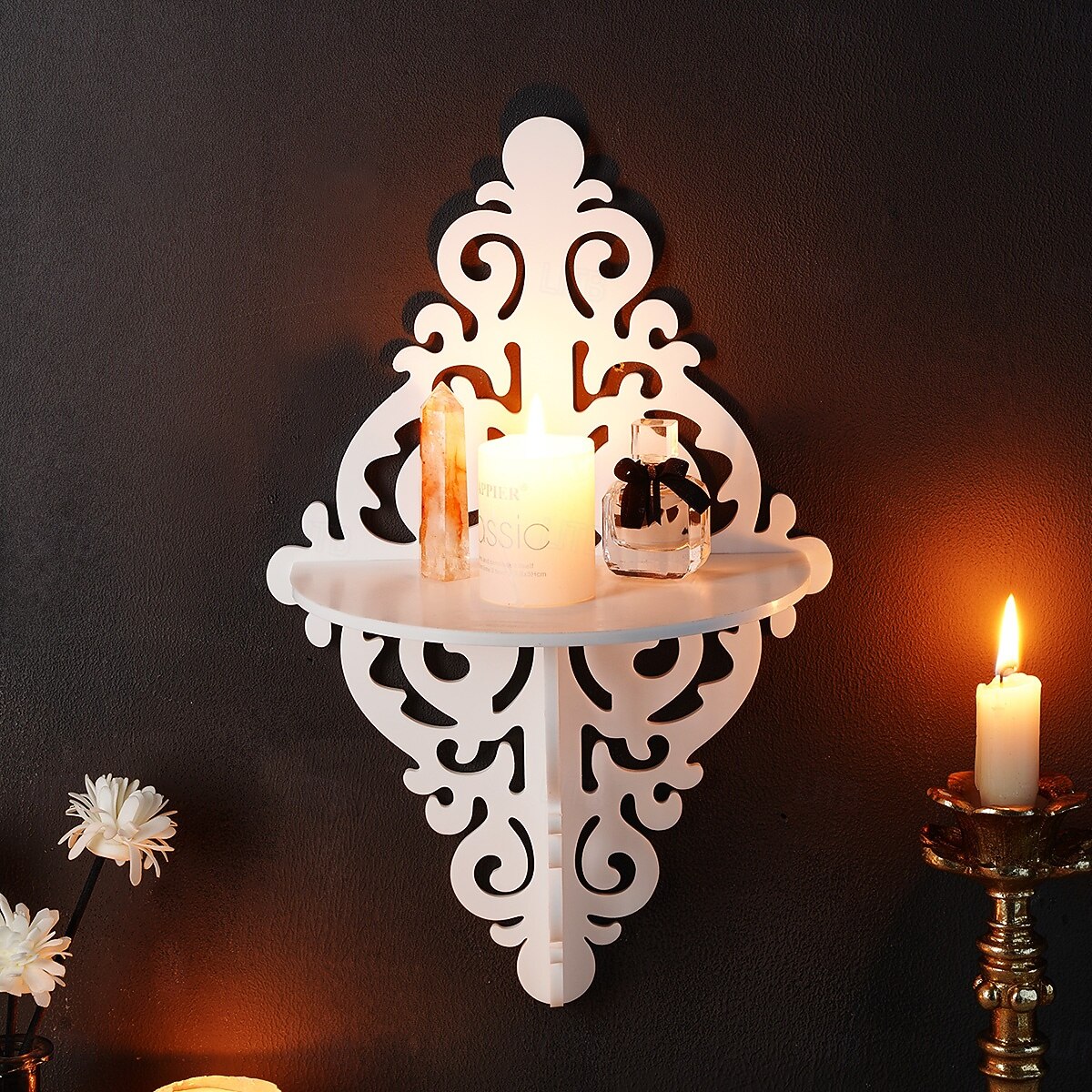 Creative Simple White Pattern Decorative Shelf, DIY Assembly Floating Shelf, Ideal for Home Wall Decoration, Living Room Display Stand, Crystal Stone Display Shelf 2026 - $15.99 –P1