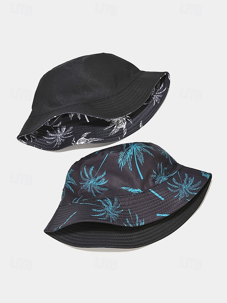 Bob réversible pour homme en polyester, chapeau de soleil à imprimé palmiers multicolores, casquette de pêcheur tropicale décontractée idéale au quotidien, en voyage, en vacances et en séjour balnéaire. de 2026 ? $14.99 –P7