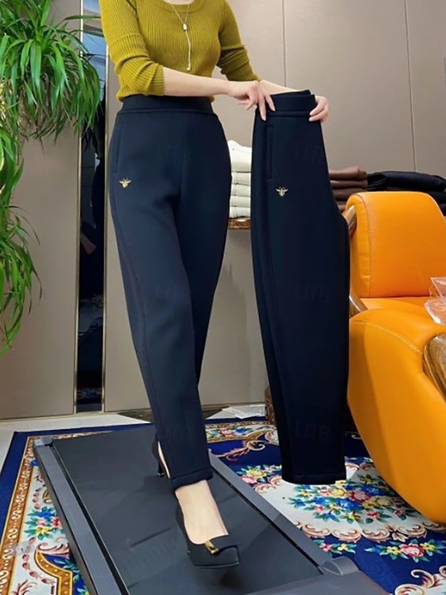 Women's Chinos Harem Pants Vacation Streetwear Casual Ankle-Length Medium Waist Plain Pocket Elastic Waist Comfy Comfort Breathable Micro-elastic Daily Outdoor Streetwear Black White Summer Spring 2026 - $17.99 –P3