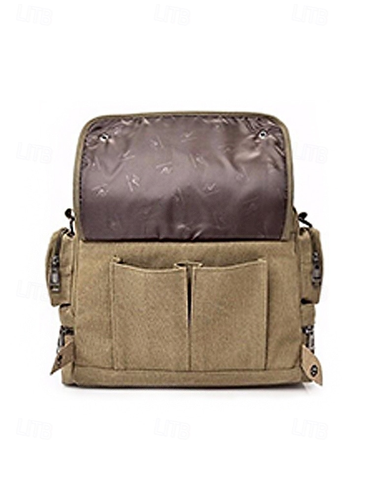 Herentas van canvas met meerdere vakken, geschikt als messenger- of crossbodytas – verstelbare riem, grote inhoud, duurzame stof, ideaal voor dagelijks gebruik, woon-werkverkeer en reizen. 2026 - $32.99 –P7