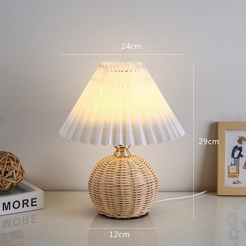 Rattan Wicker Lampshade, Small Table Lampshade, Mini Bedside Lamp For Bedroom, Living Room, Scalloped Lampshade, Side Table, Vintage Aesthetic Pleated Lampshade 2026 - $39.99 –P5