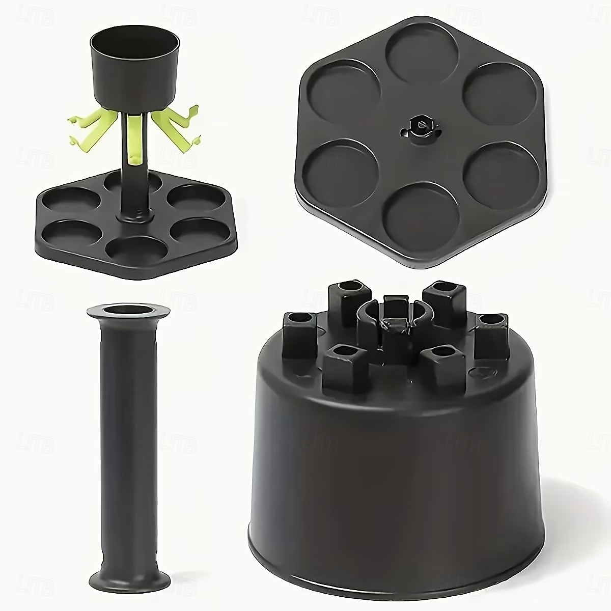 Dozator de băuturi pentru 6 sticle cu suport – vin pentru petreceri în barul de acasă &dozator de whisky, servitor de băuturi cu flux multiplu, turnare uniformă, perfect pentru petreceri tematice 2026 - $22.79 –P5