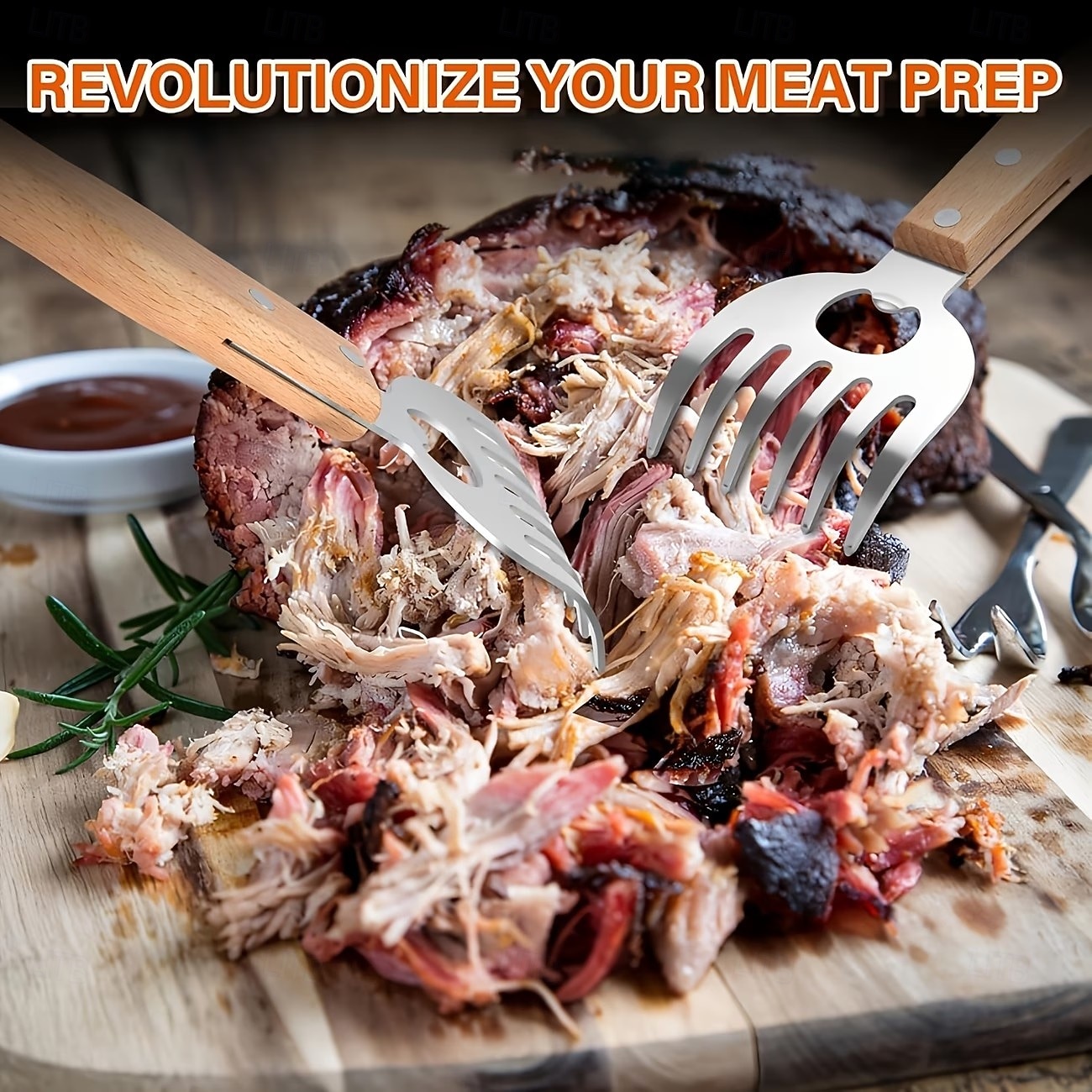 2 bucăți de tocat carne din oțel inoxidabil cu gheare de urs, instrument pentru grătar, mâner din lemn, divizor de carne, mixer alimentar, deschizător de sticle 2026 - $16.99 –P4