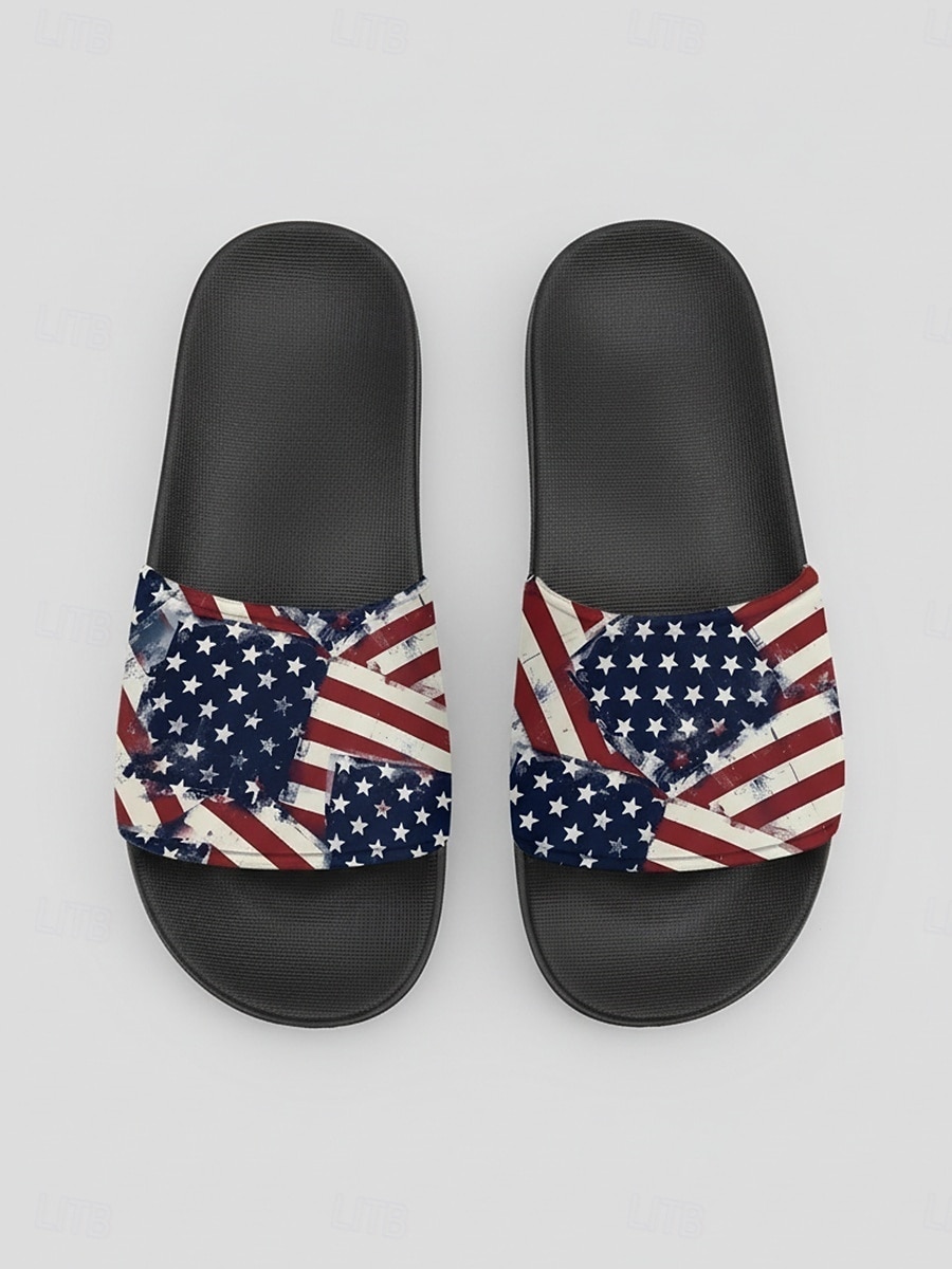 Sandálias masculinas patrióticas – chinelos de praia leves com estampa da bandeira americana, ideais para férias, piscina, resorts e uso casual no verão. de 2026 por $24.99 –P1