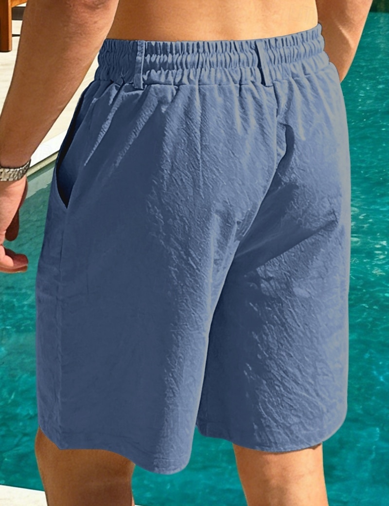 Men's Linen Shorts Summer Shorts Beach Shorts Drawstring Pocket Plain Comfort Breathable Knee Length Daily Outdoor Holiday Vacation Casual Black White Inelastic 2026 - $22.99 –P11