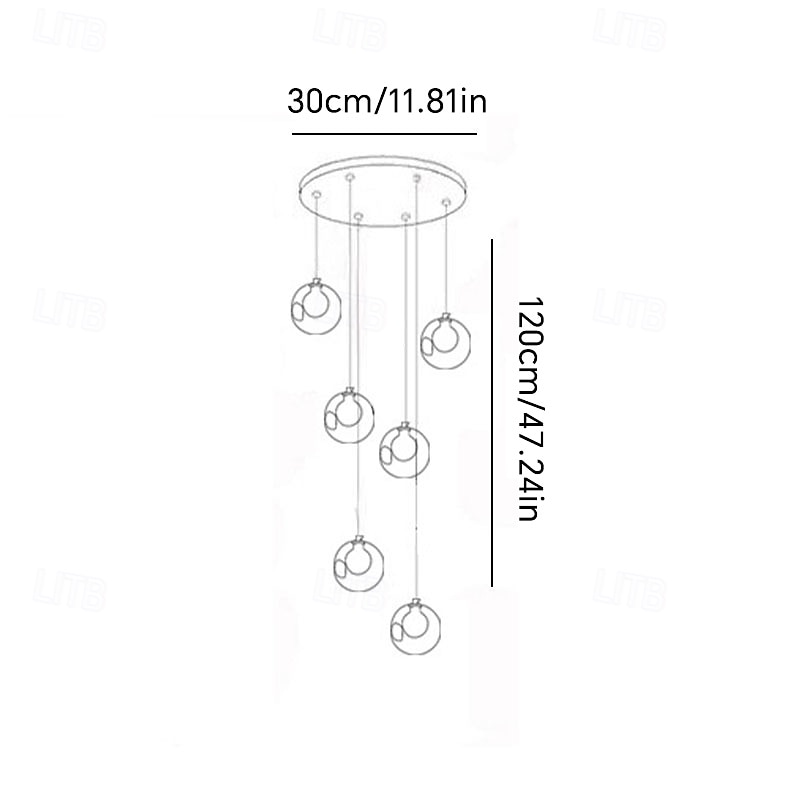lange lysekroner for høyt tak, moderne krystallkuler pendellampe, globe regndråpelampe, hengende lysarmaturer til spiraltrapp, foaje, entrywa 2026 - $66.99 –P7