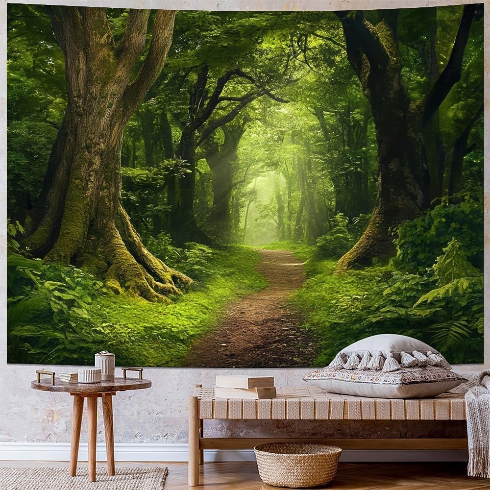 Tropical Jungle Ancient Forest Wall Tapestry Sunbeams Mossy Trees Stream Nature Landscape Wall Hanging Home Decor Living Room Bedroom Office Backdrop Art Mural 2026 - $20.99 –P5