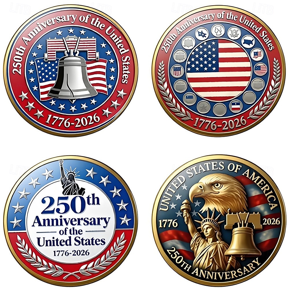 4pcs U.S 250th Anniversary Necklace Set – 2D Eagle & American Flag Pendant, Patriotic Commemorative Jewelry, 1776-2026 Collectible, Independence Day, 4th of July, USA Pride Gift 2026 - $15.99 –P9
