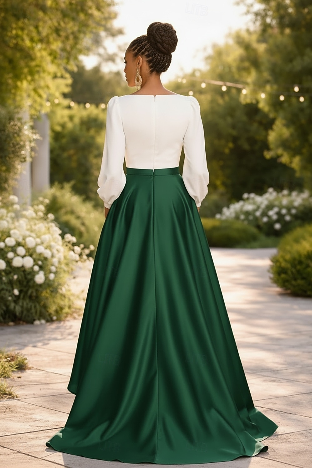 Linea ad A Asimmetrico Abiti da Cocktail Abito da Sera Da principessa Abito formale Elegante Monocolore Alto Basso Manica 3/4 Scollo a V Formale Ospite di nozze Raso con Arricciato del 2026 a $172.99 –P2