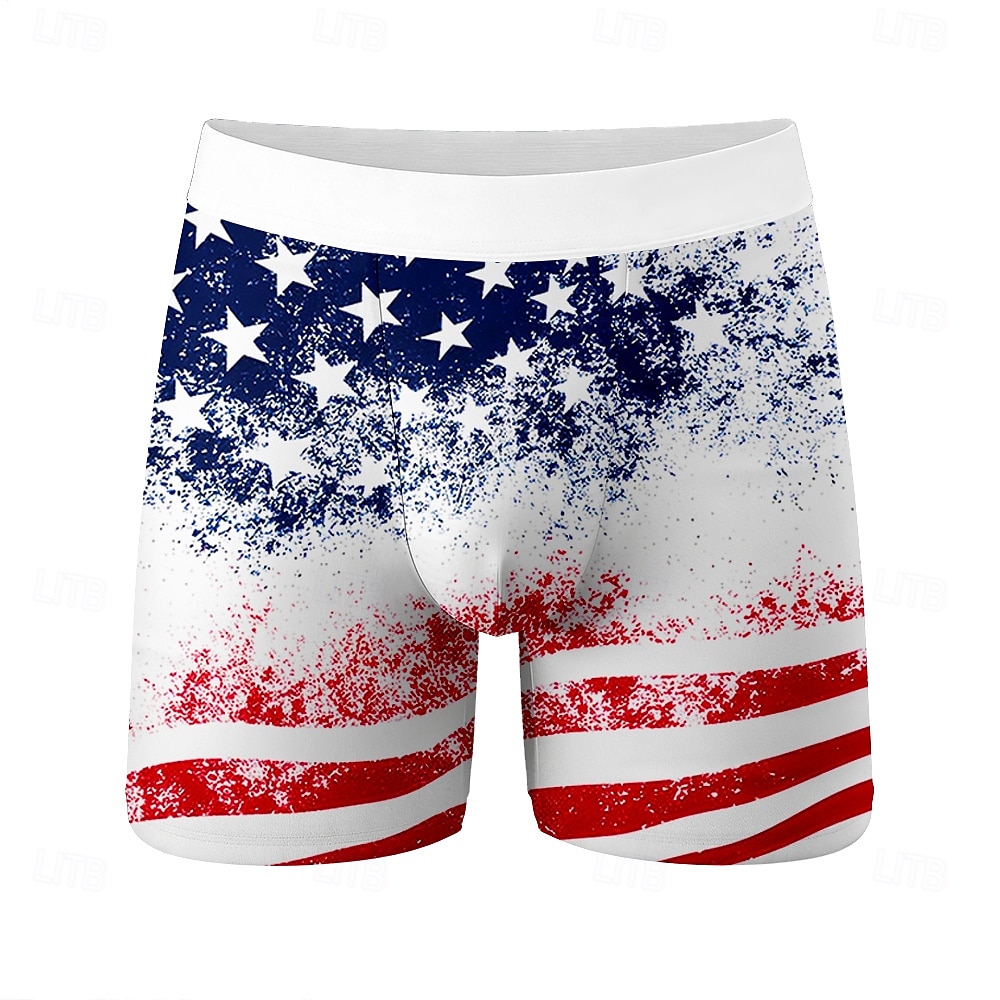 Муж. 4 июля — 250-летие США Флаг США Эластичные боксерские трусы Плавки Боксерские шорты для плавания Патриот Повседневные Дом Пляжный отдых 2026 - $16.99 –P1
