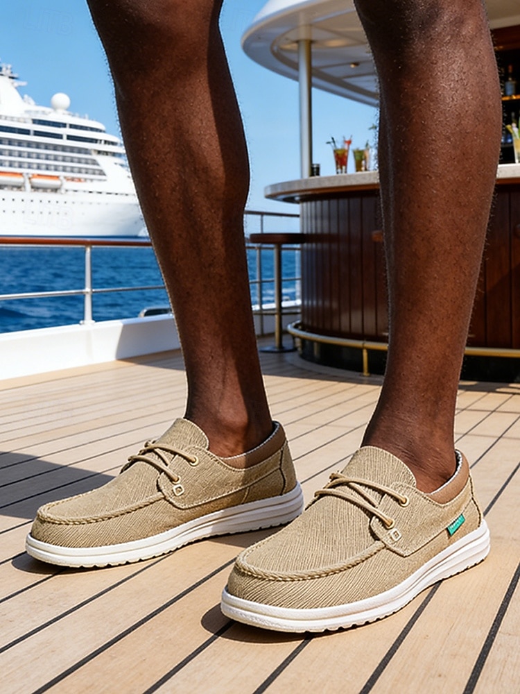 Mocasines beige para hombre: calzado informal para islas y cruceros, calzado ligero y cómodo para el verano, ideal para viajes y vacaciones. 2026 - $46.99 –P2