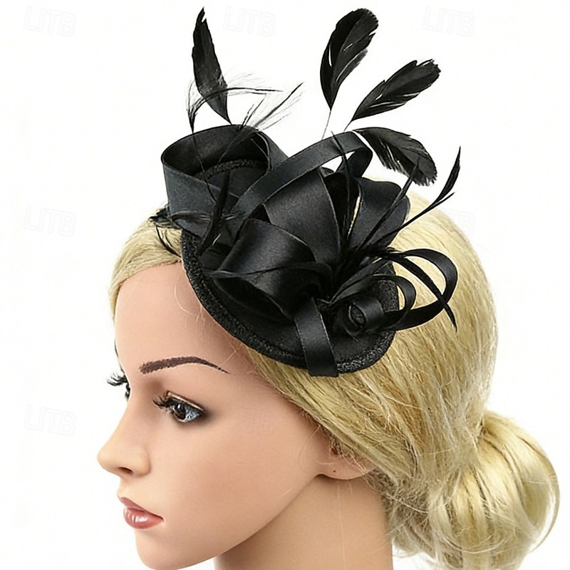 fascinators Stof Bruiloft Verjaardag Elegant Vintage leuke Style Met Veer Linten Helm Hoofddeksels 2026 - $17.49 –P3