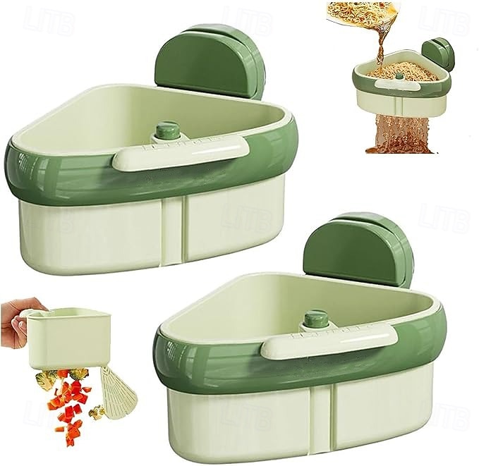 2 db-os tapadókorongos mosogató saroktartó, préselt mosogató szűrőkosár, automatikus ürítésű csepegtetőkosár, csapszivacs tartó, kivehető konyhai mosogató tárolórendszerező 2026 - $22.99 –P6