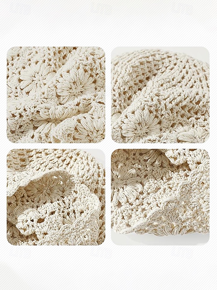 Женская вязаная шапка-бини в стиле бохо с цветочным принтом, из хлопковой смеси, разных цветов, для повседневной носки, путешествий, отдыха и пляжного курорта. 2026 - $14.99 –P10