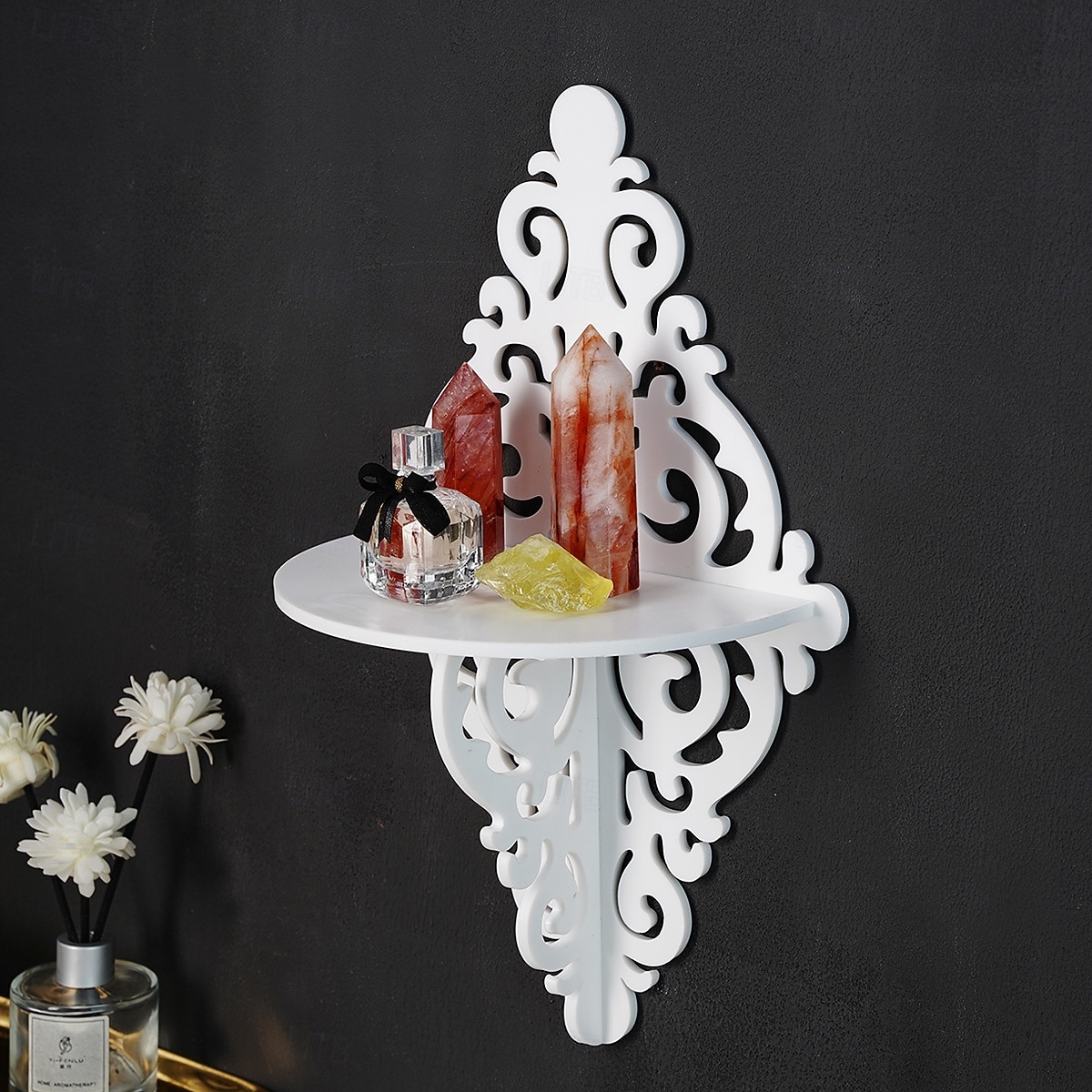 Creative Simple White Pattern Decorative Shelf, DIY Assembly Floating Shelf, Ideal for Home Wall Decoration, Living Room Display Stand, Crystal Stone Display Shelf 2026 - $15.99 –P8