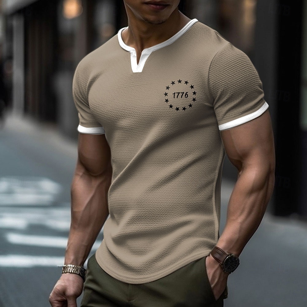 Dia da Independência Americana 250º Aniversário da América Homens 1776 Camisa Waffle Camiseta Manga Curta Camiseta Impressão 3D Gola Redonda Camisa Esportes Diário Retro Vintage Casual Diário Rua de 2026 por $19.99 –P1