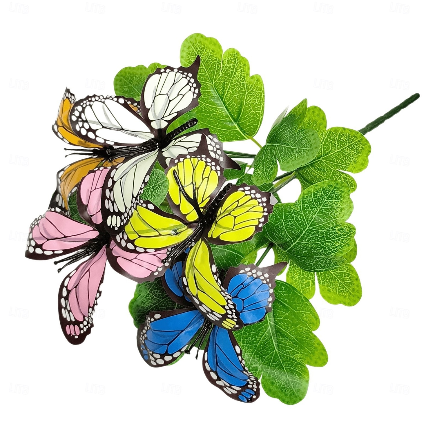 6 svazků motýlích květin s různými barvami, venkovní simulace plastových dekorativních květin, limitovaná edice motýlích kyticí pro domov, hotel, kancelář, svatbu, večírek, zahradu, verandu, chatu, 2026 - $16.99 –P7