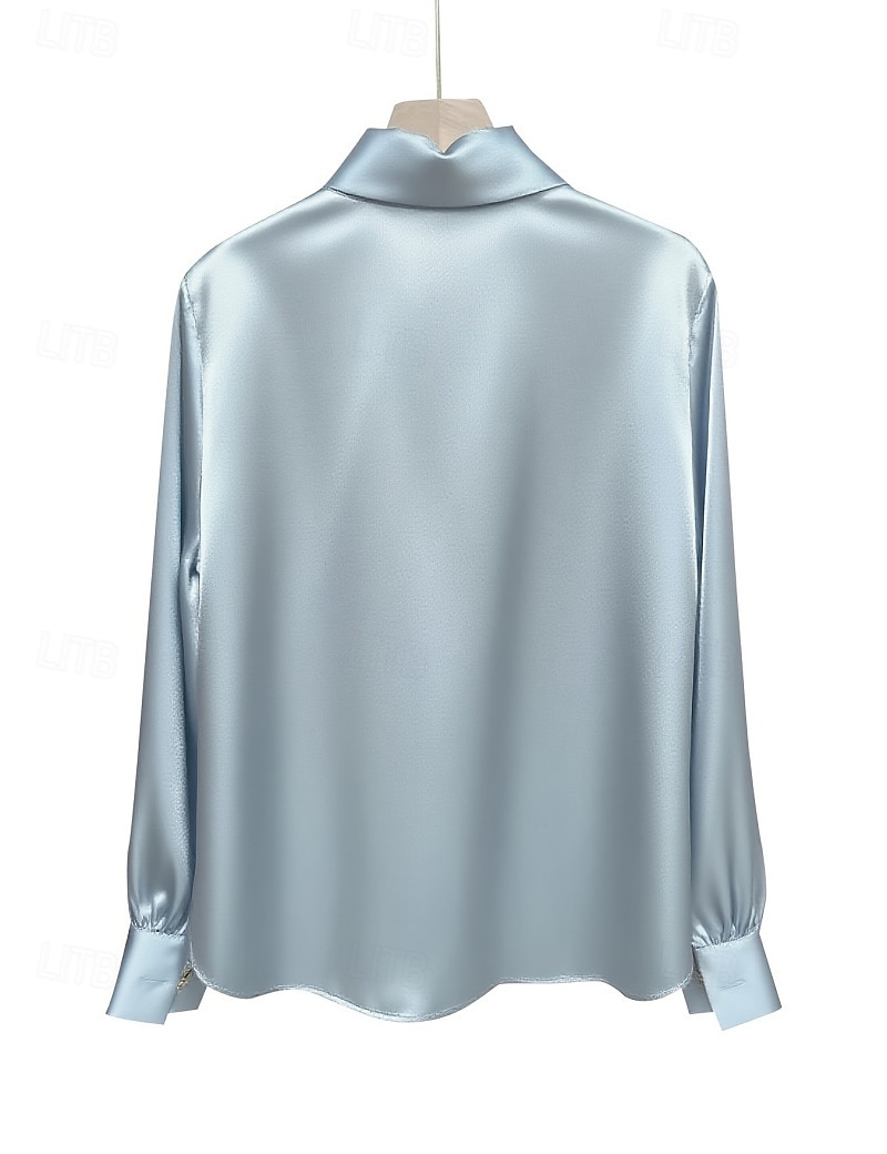 Women's Shirt Button Down Shirt Casual Shirt Buttons Plain Stylish Classic Modern Long Sleeve Shirt Collar Regular Tops Daily Holiday Going out Wine Fuchsia Light Blue Summer Spring 2026 - $24.99 –P3