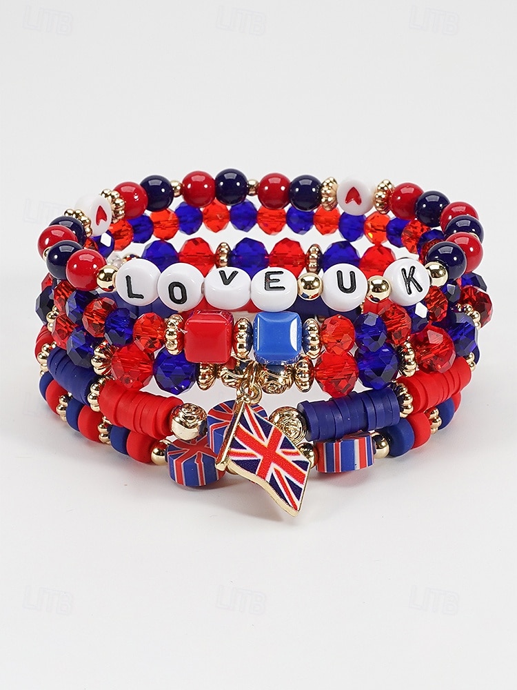 Damen-Armbandset in Flaggenfarben, stapelbarer Fächerschmuck aus Legierung in verschiedenen Länderdesigns für Fußballspiele, Teamunterstützung, lässige Alltagskleidung und Spieltagsoutfits. 2026 - E£512.24 –P10