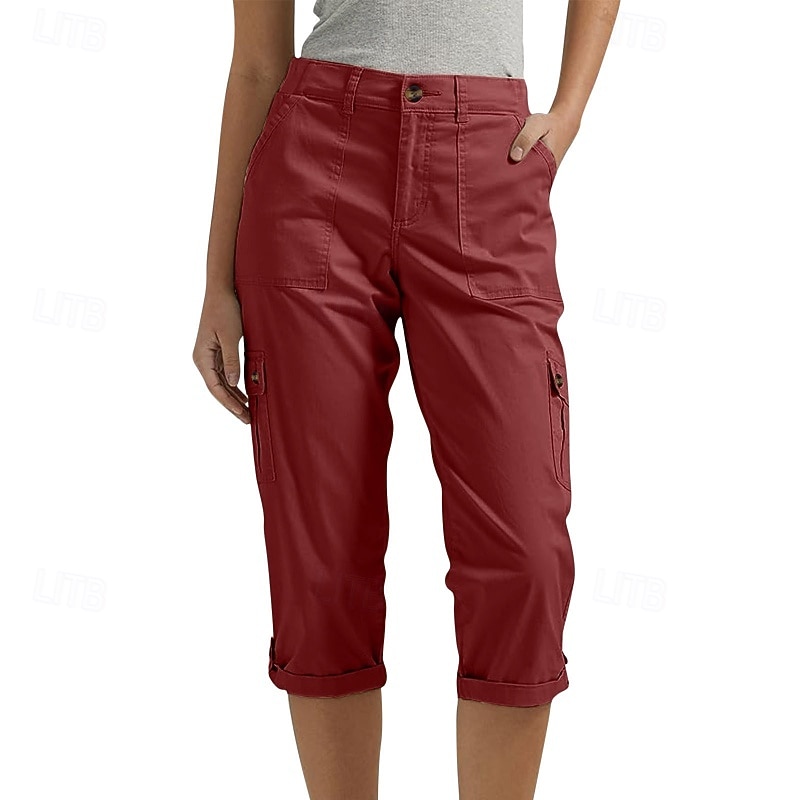 Per donna Pantaloni Cargo Pantaloni capri Chinos Vacanza Streetwear Casual Lunghezza al polpaccio Vita media Semplice Tasca Fascia Elastica Comodo Comodità Inelastico Quotidiano All'aperto Streetwear del 2026 a $33.99 –P4