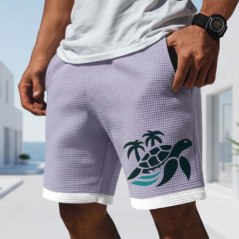 Hombre tortugas Criaturas del mar Pantalones cortos de gofres Pantalones cortos casuales Pantalones cortos texturizados Media cintura Hawaiano Diario Vacaciones Cintura elástica con cordón Pantalones 2026 - $22.99 –P2