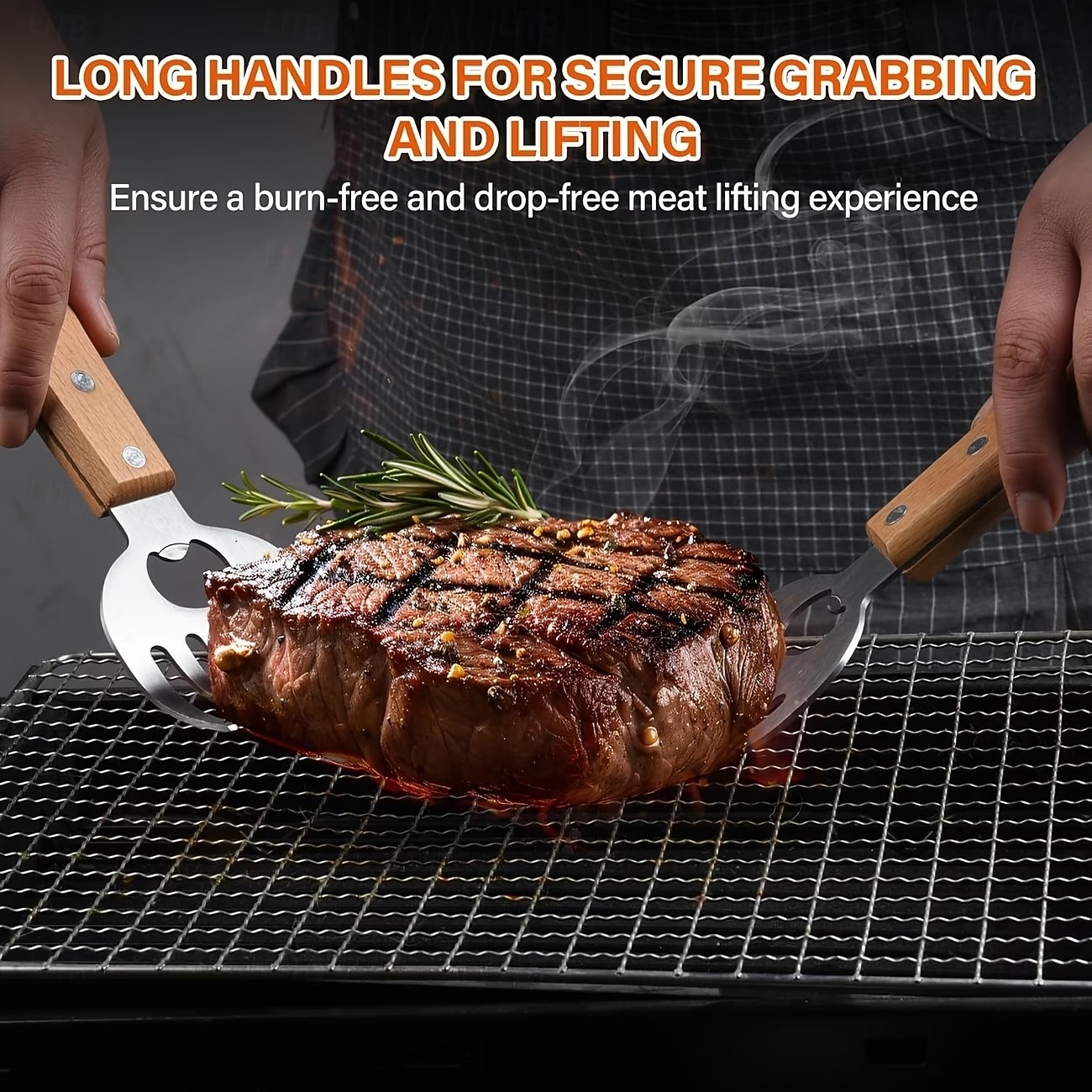 2 bucăți de tocat carne din oțel inoxidabil cu gheare de urs, instrument pentru grătar, mâner din lemn, divizor de carne, mixer alimentar, deschizător de sticle 2026 - $16.99 –P1