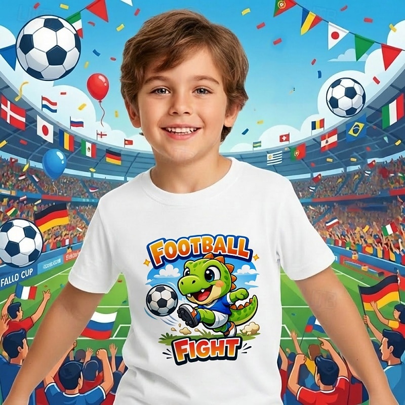 100% Cotone Bambini Ragazzi Bianco Grafico Calcio Magliette da calcio Maglietta Blusa Girocollo Manica Corta All'aperto Abbigliamento Quotidiano Moda Streetwear Designer Stampa Estate del 2026 a $15.99 –P1