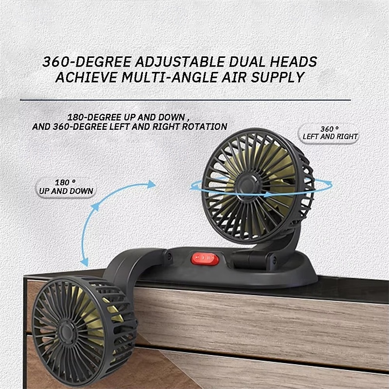 Dual Head Car Fan 12V 24V USB Powered, 360° Rotatable Portable Vehicle Cooling Fan, Quiet Powerful Auto Air Circulator for Dashboard Headrest, Universal Fit for Car, SUV, Truck, RV, Van 2026 - $41.99 –P3