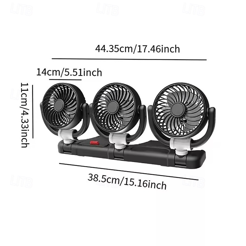 Triple Head Car Fan, 12V 24V USB Powered 3-Head Vehicle Cooling Fan for Dashboard, 360° Rotatable Powerful Quiet Auto Air Circulator for Truck SUV RV Van, Portable Electric Personal Fan 2026 - $68.99 –P11