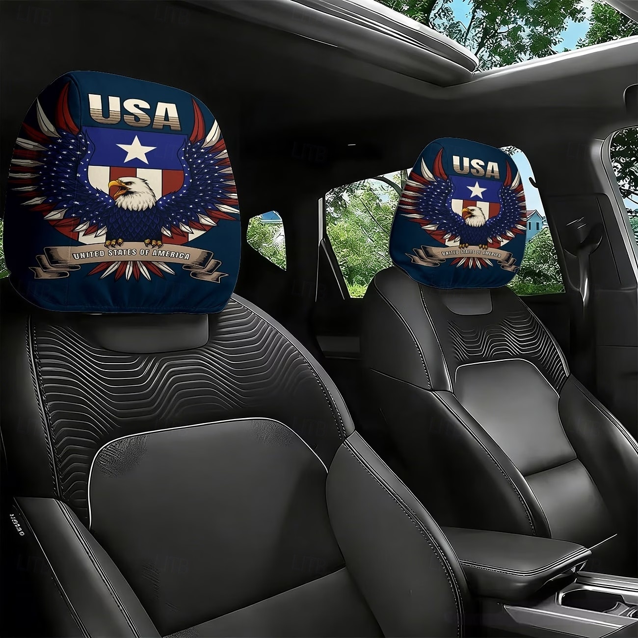 2 fundas para reposacabezas de coche con diseño de bandera estadounidense, con estampado de estrellas y rayas rojas, blancas y azules, ajuste universal, fácil de limpiar, suave y cómoda, ideal para 2026 - $9.49 –P6