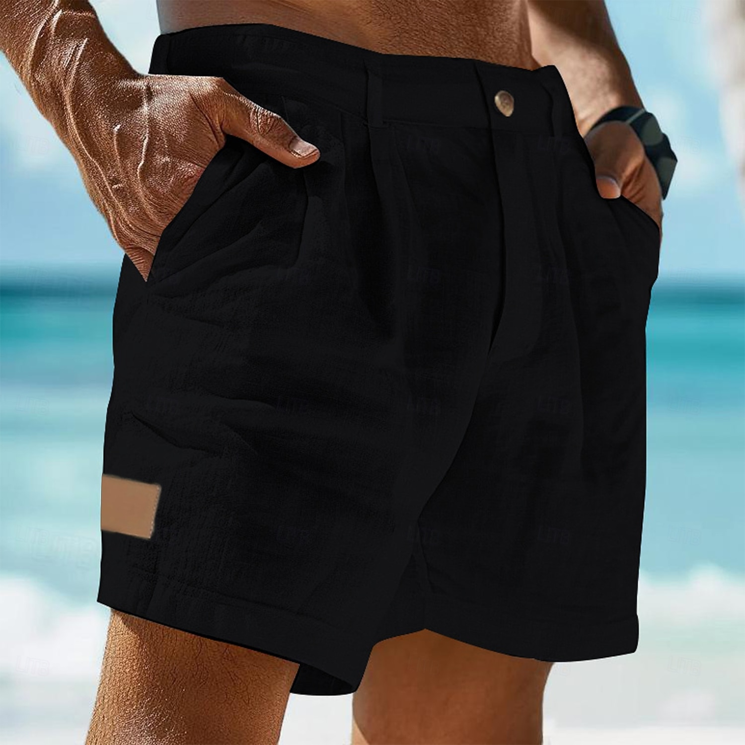Herren Shorts Leinenshorts Sommershorts Strandshorts Baggy-Shorts Tasche Elastischer Bund Einfach Leicht Atmungsaktiv Knielang Outdoor Strand Ferien Urlaub Mode Blau Schwarz Unelastisch 2026 - $22.99 –P11