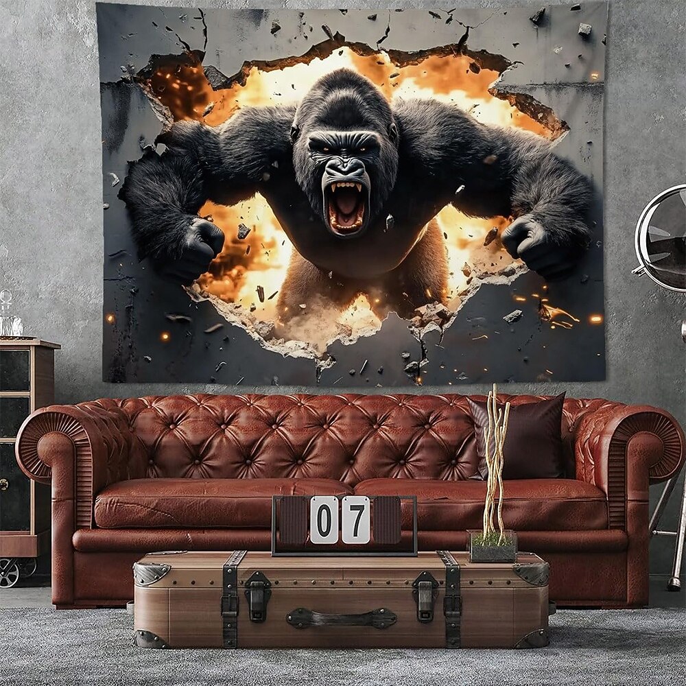 3D Realistic Grizzly Bear Wall Tapestry Fierce Wild Animal Breaking Through Wall Art Hanging Man Cave Decor Boys Room Game Room Backdrop Gift for Men 2026 - $20.99 –P5