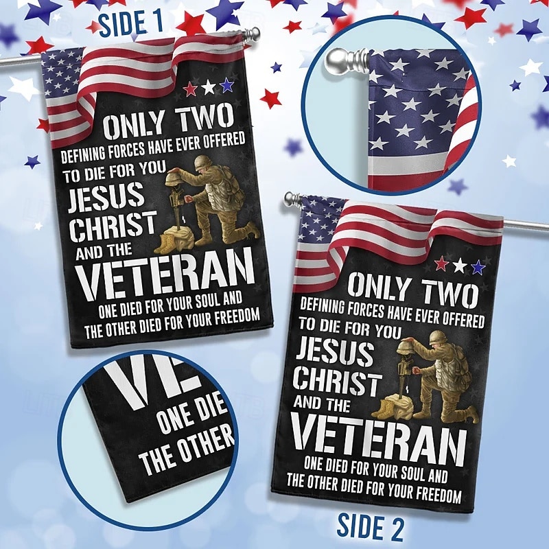 Endast två definierande krafter har någonsin erbjudit sig att dö för dig Jesus Kristus och veteraner. Veteranens dag minnesdag för fallna soldater. U.S. 250-årsjubileum 2026 - $17.99 –P7