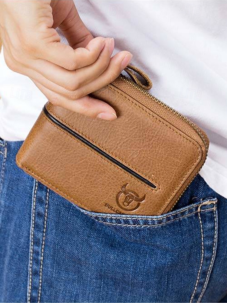 Herre vintage lommebok i ekte skinn i flere farger stor kapasitet flere kort glidelås rundt bifold lommebok for uformell daglig bruk, reiseferie og hverdagsbruk 2026 - $26.99 –P1