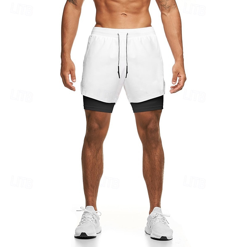 Voor heren Hardloopshorts Atletische shorts Sportbroek Trekkoord Zak 2 in 1 Met compressievoering Short / Broekje Casual Dagelijks Buiten Zomer Lente Sneldrogend Lichtgewicht Vochtregelerend 2026 - $21.99 –P16