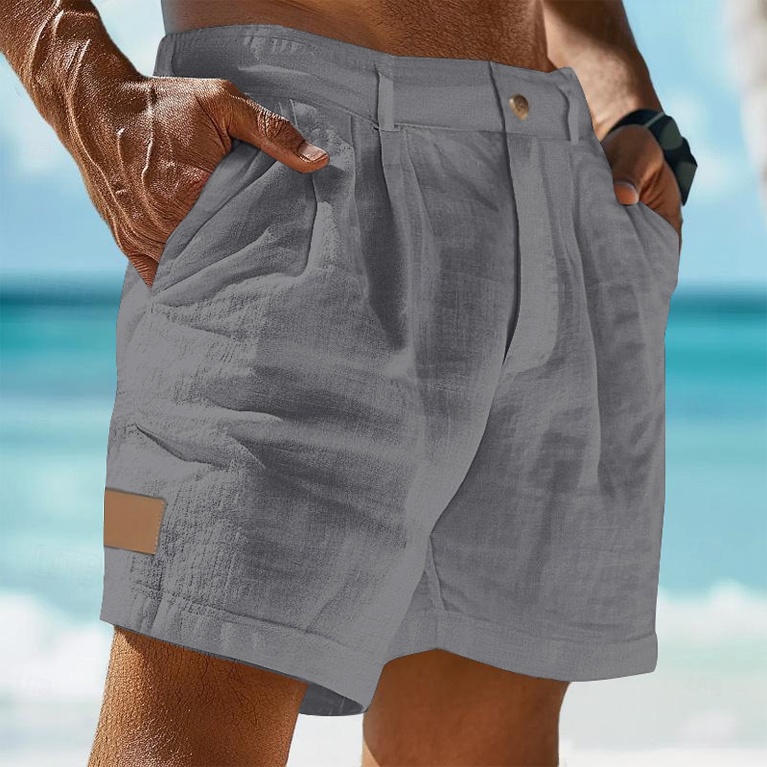 Herren Shorts Leinenshorts Sommershorts Strandshorts Baggy-Shorts Tasche Elastischer Bund Einfach Leicht Atmungsaktiv Knielang Outdoor Strand Ferien Urlaub Mode Blau Schwarz Unelastisch 2026 - $22.99 –P10