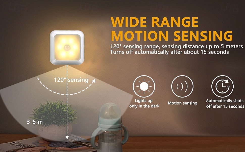8 Pcs Smart Motion Sensor Night Lights, 6 LEDs, Magnetic Clip-On, No Wiring Needed, ABS LED Lamps for Indoor Use – Bedroom, Hallway, Staircase, Entryway, Cabinet, Kitchen, 8x8cm, AAA Battery Powered 2026 - $89.99 –P3