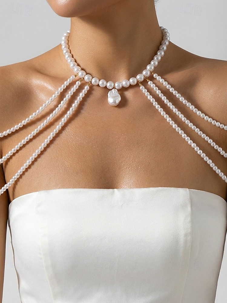 Damesbodyketting in bohemian stijl met imitatieparels – elegant en modieus, perfect voor feestjes, avondjes uit en een stijlvolle strandvakantie. 2026 - $11.99 –P3