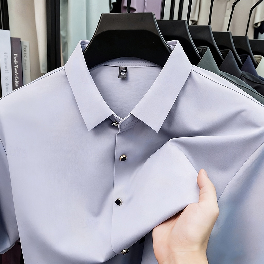 Per uomo Camicia Camicia elegante Camicia non stiro Tinta unica All'aperto Lavoro Verde Manica Corta Collo ripiegato Estate Primavera Abbigliamento Bottoni del 2026 a $22.99 –P7