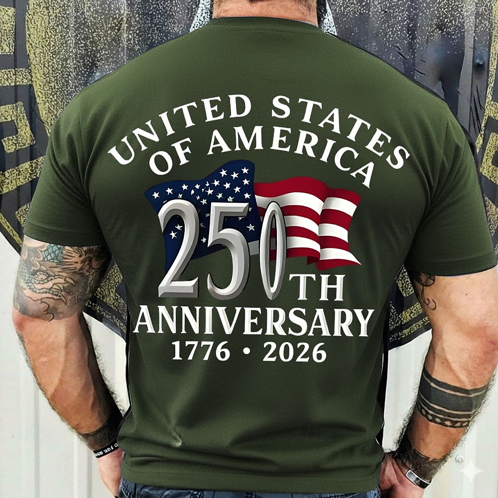 2026年 2026年7月4日 250周年記念日 メンズ 3Dプリント アメリカ国旗 クルーネック 短袖Tシャツ デイリーストリート  コレクション – $21.99 –P3