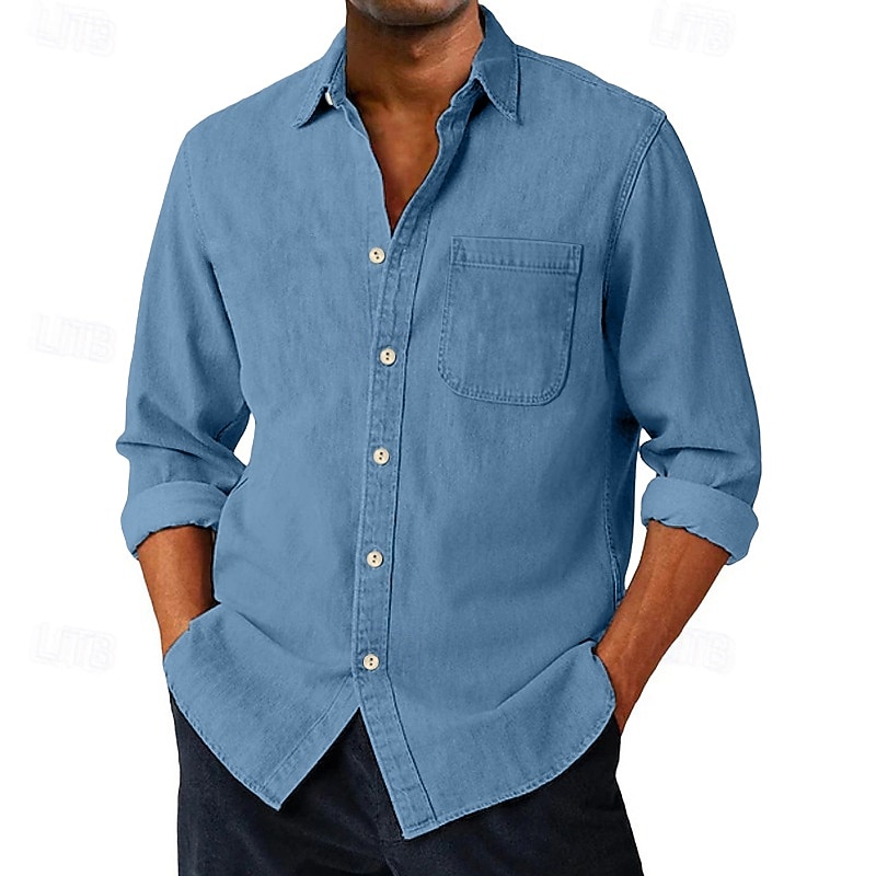 Camicia da Uomo SoftFade™ Camicia Casual Camicia Button Up Camicia Cargo Camicia Acid Wash Rossa Manica Lunga Piana Colletto Quotidiano Abbigliamento Esterno Moda Moderna Casual Comfort del 2026 a $31.99 –P3