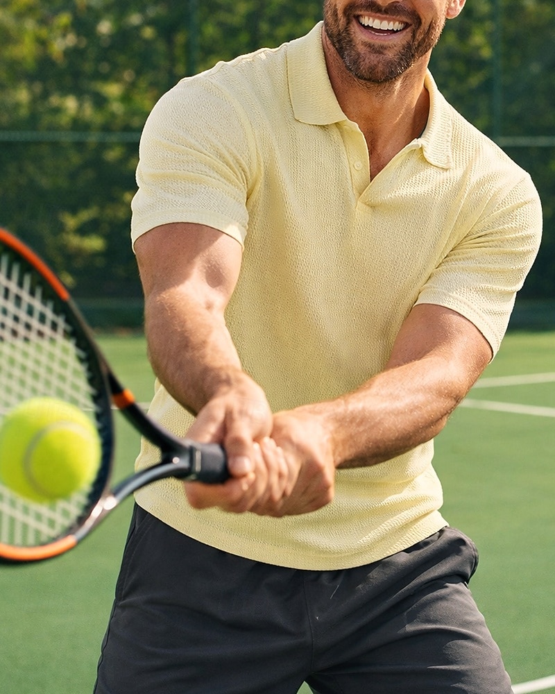 Bărbați Mată Tricou sport Tricou POLO Cămașă de tenis Tee de tenis Manșon scurt Uscare rapidă Elastic Confortabil la umezeală Respirabil Tenis Alergat Încălțăminte de golf Răsfrânt Cămașă Kaki Negru 2026 - $22.99 –P6