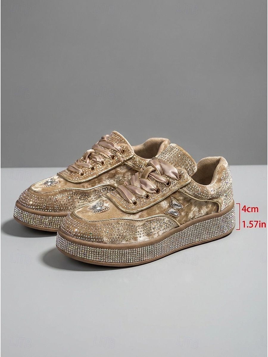 sneakers con plateau e strass da donna - scarpe alla moda in velluto nero per le feste notturne del 2026 a $54.99 –P1