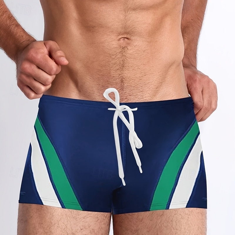 Hombre Bañador Natación Corto Bañadores Pantalones Bloqueo de color Correa Boyleg Secado rápido Eslático Transpirable Bañadores Surf Deportes acuáticos Natación Verano 2026 - $8.99 –P1