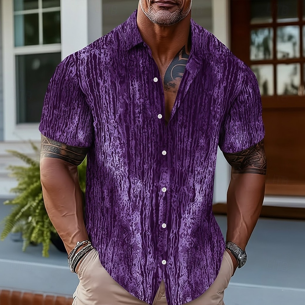 Bărbați Gradiant Dungi Artă abstractă Cămașă Camașă cu nasturi Cămașă elegantă casual Manșon scurt Moda Casual Haine de strada Vacanță Primăvară Toamnă Răsfrânt Imprimare 3D cămăși cu guler Roz 2026 - $25.99 –P2