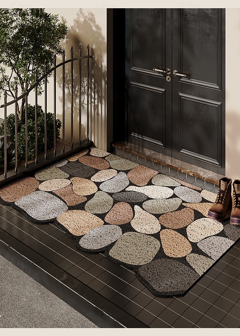 PVC loofah bath mat Pebble Stone  Doormat Non Slip Entryway Rug Outdoor Indoor Front Door Mat Washable Low Profile Welcome Mat for Patio Porch Mudroom Farmhouse Decor 2026 - $17.99 –P2